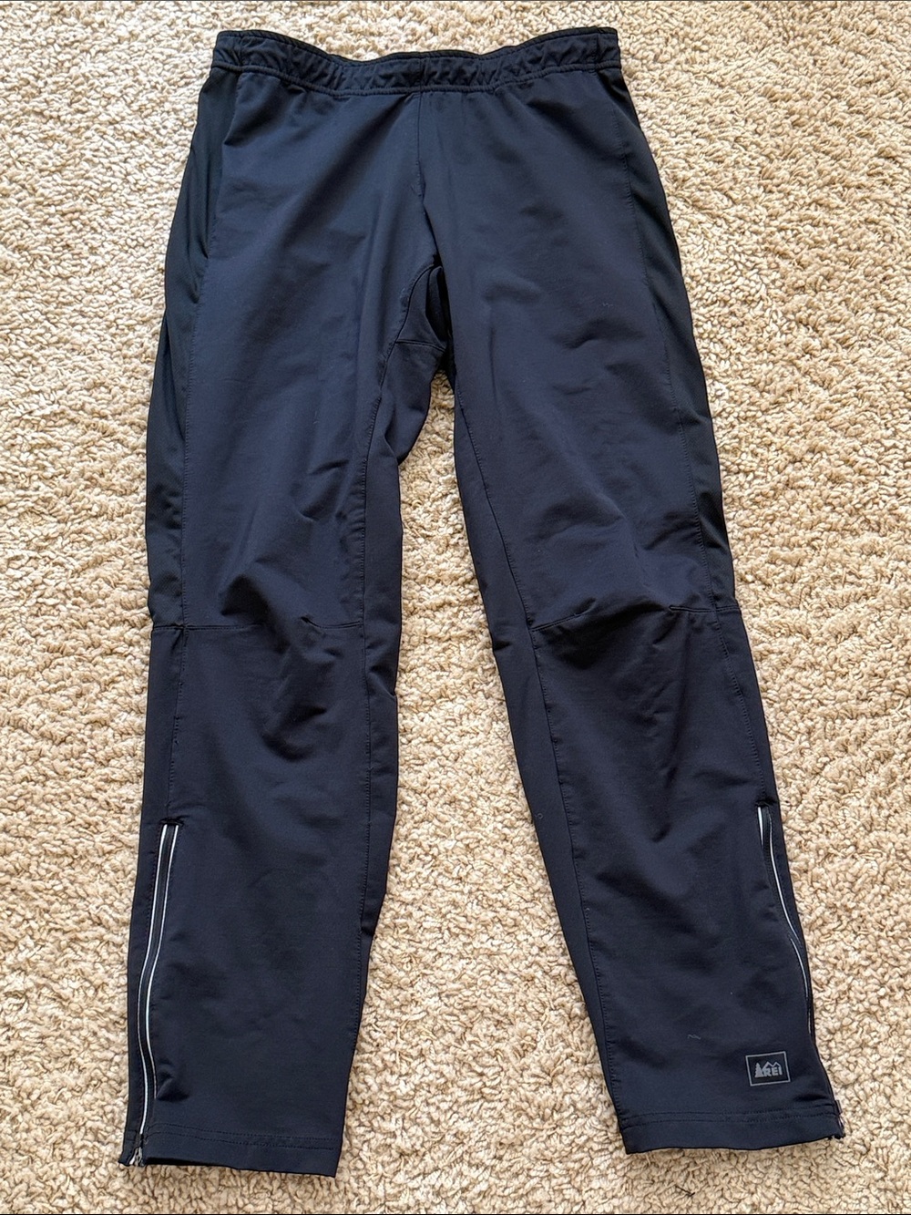 REI Tech Track Pants Trail Running Black Gorpcore Vintage Aesthetic Ankle Zip L